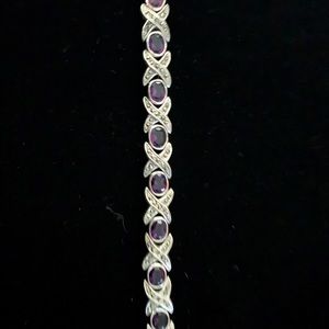 Real Amethyst and 925 Silver Bracelet